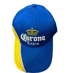 Corona Extra Beer Baseball Cap Hat Blue Yellow Raised Letters‎